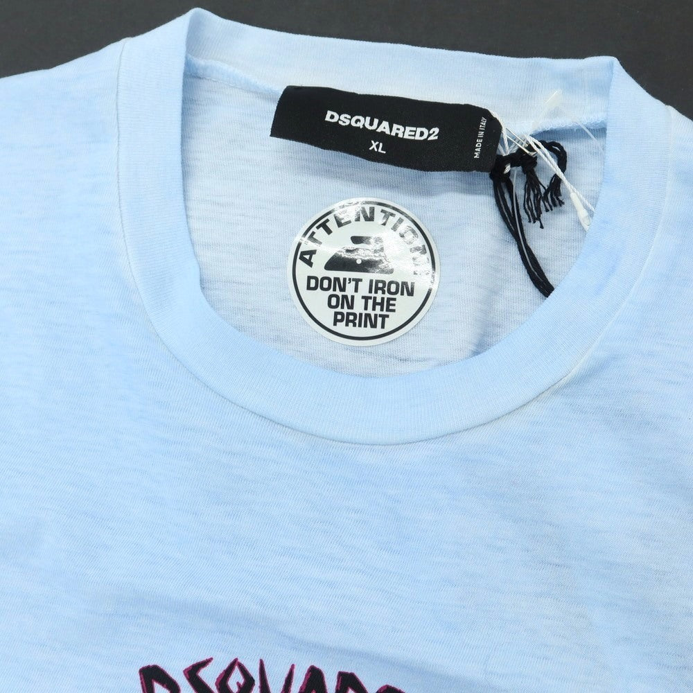 【新品アウトレット】ディースクエアード DSQUARED2 コットン クルーネック 長袖Tシャツ ライトブルー【 XL 】【 状態ランクN- 】【 メンズ 】