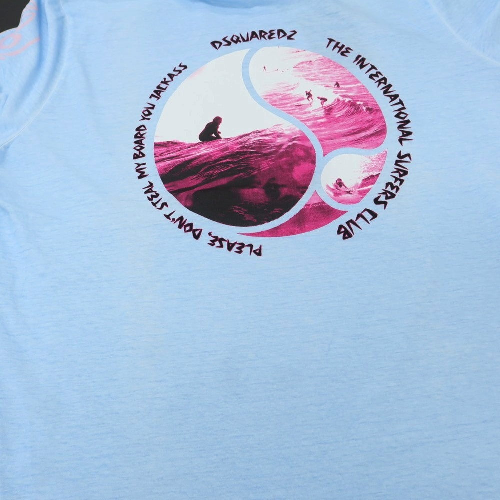 【新品アウトレット】ディースクエアード DSQUARED2 コットン クルーネック 長袖Tシャツ ライトブルー【 XL 】【 状態ランクN- 】【 メンズ 】