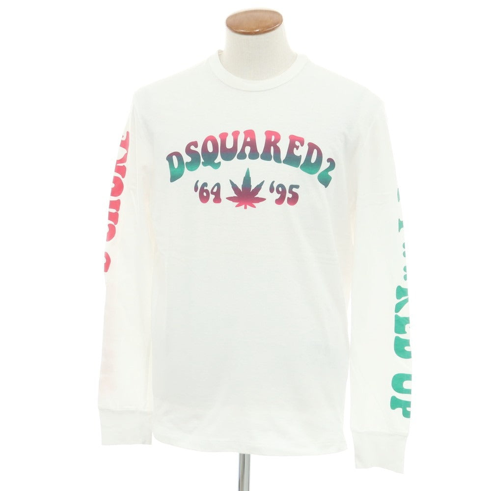 【新品】ディースクエアード DSQUARED2 コットン クルーネック 長袖Tシャツ ホワイト【 M 】【 状態ランクN 】【 メンズ 】