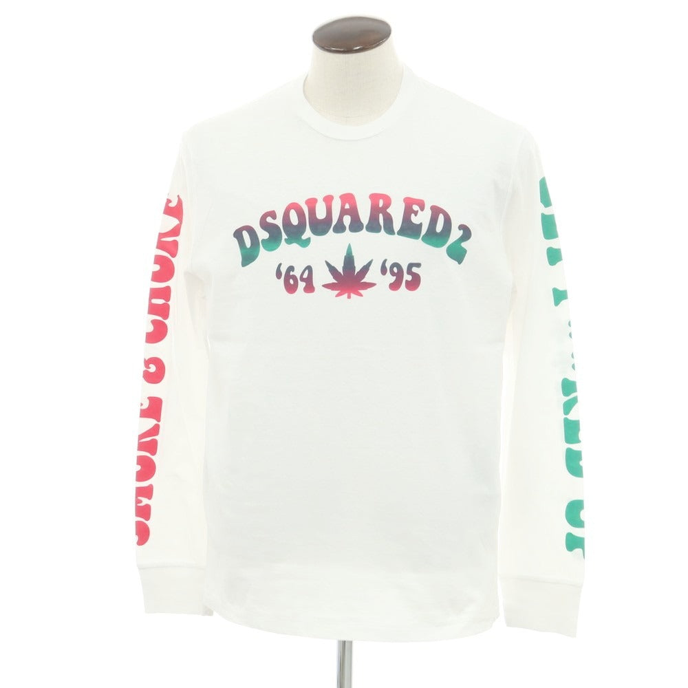 【新品】ディースクエアード DSQUARED2 コットン クルーネック 長袖Tシャツ ホワイト【 L 】【 状態ランクN 】【 メンズ 】