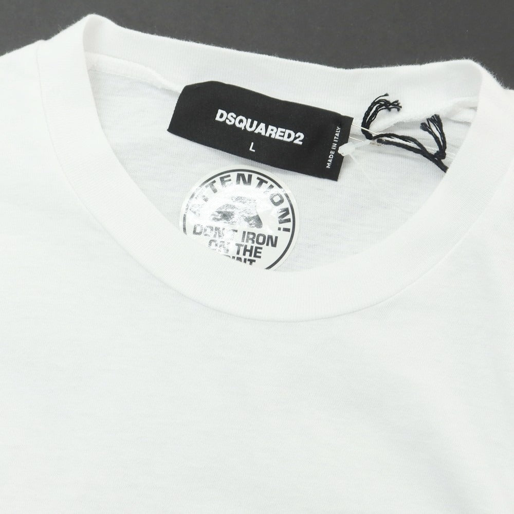 【新品】ディースクエアード DSQUARED2 コットン クルーネック 長袖Tシャツ ホワイト【 L 】【 状態ランクN 】【 メンズ 】