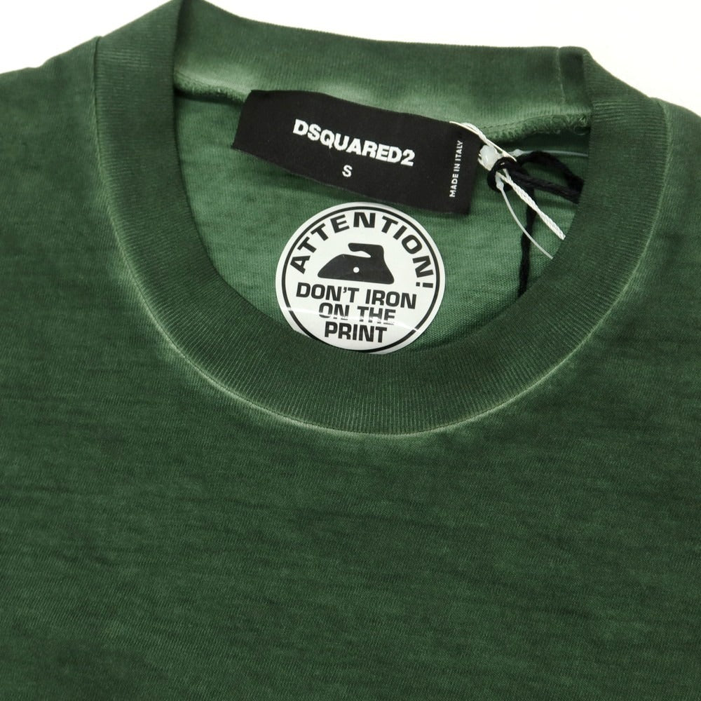 【新品】ディースクエアード DSQUARED2 コットン クルーネック 長袖Tシャツ ダークグリーン【 S 】【 状態ランクN 】【 メンズ 】