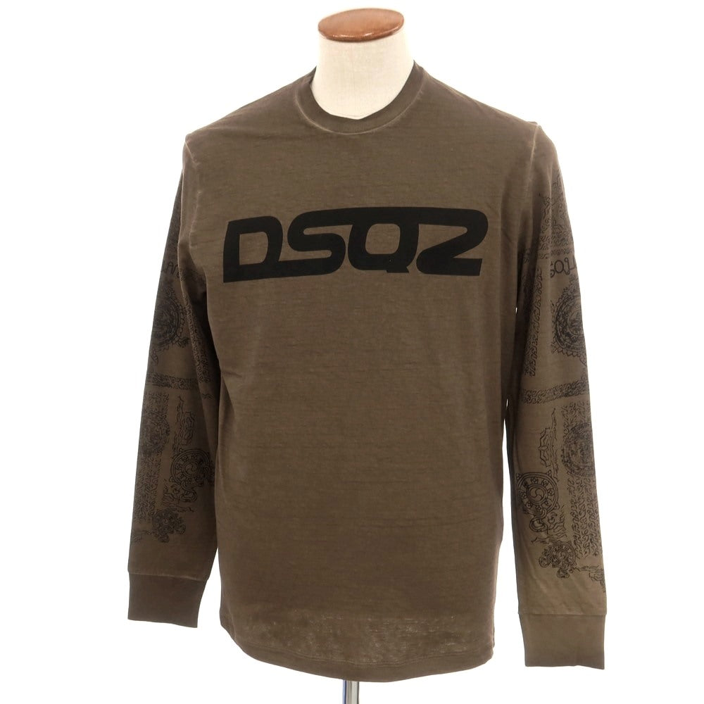 【新品】ディースクエアード DSQUARED2 コットン クルーネック 長袖Tシャツ ブラウン【 M 】【 状態ランクN 】【 メンズ 】