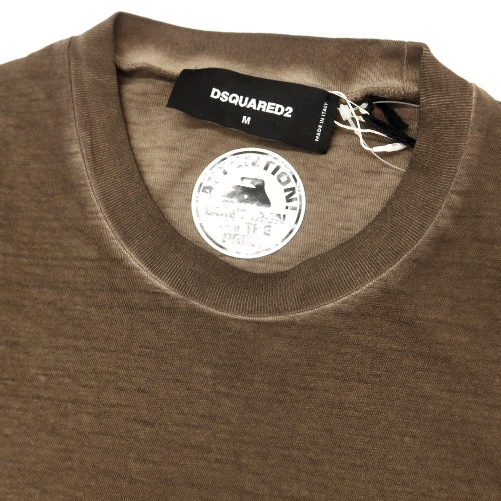 【新品】ディースクエアード DSQUARED2 コットン クルーネック 長袖Tシャツ ブラウン【 M 】【 状態ランクN 】【 メンズ 】
