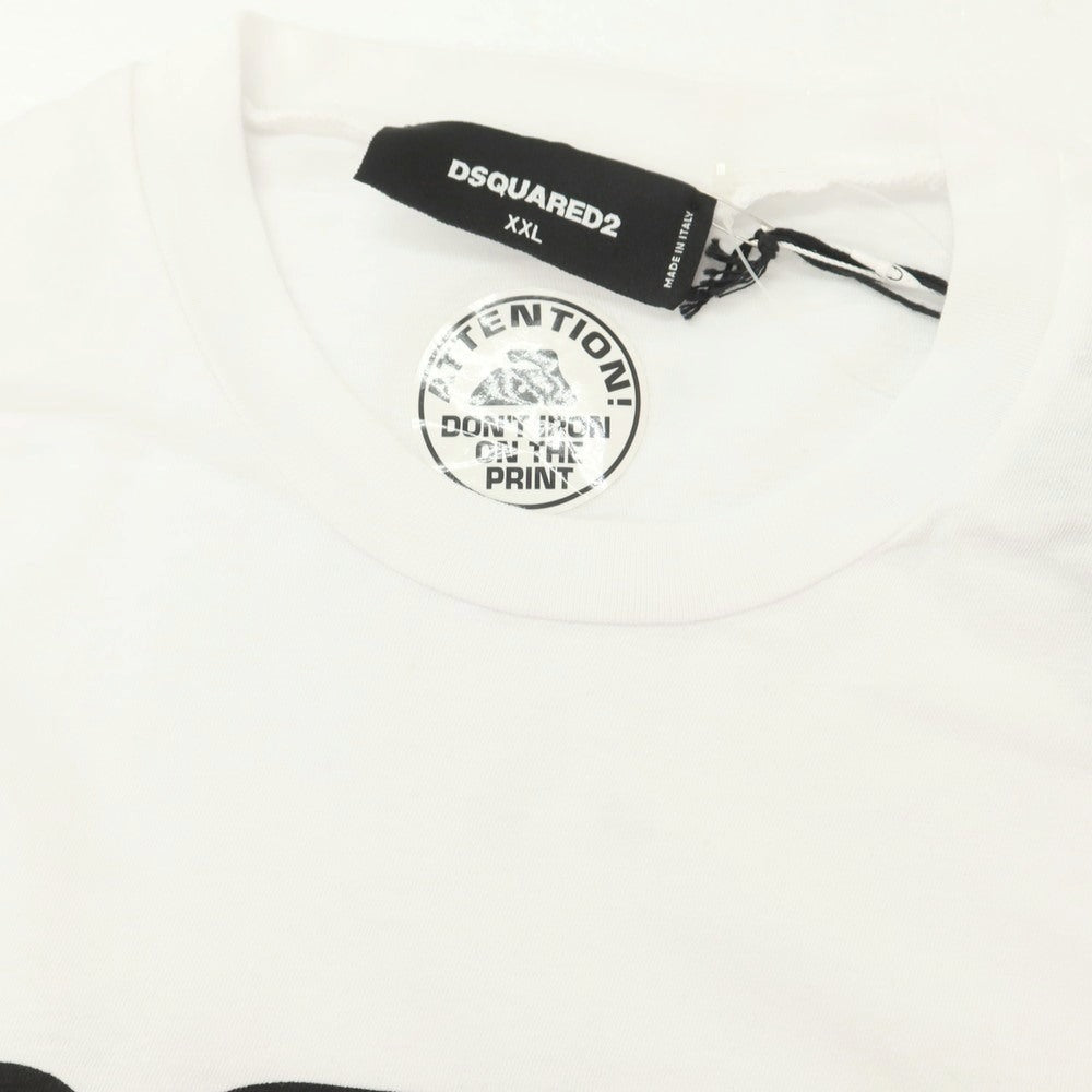 【新品アウトレット】ディースクエアード DSQUARED2 コットン クルーネック 長袖Tシャツ ホワイト【 XXL 】【 状態ランクN- 】【 メンズ 】