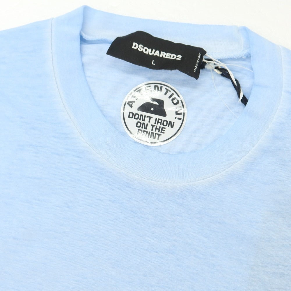 【新品】ディースクエアード DSQUARED2 コットン クルーネック 長袖Tシャツ ライトブルー【 L 】【 状態ランクN 】【 メンズ 】