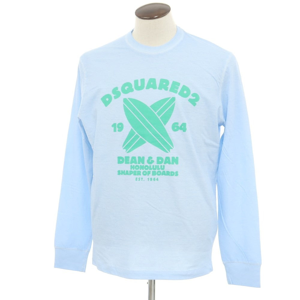 【新品】ディースクエアード DSQUARED2 コットン クルーネック 長袖Tシャツ ライトブルー【 XL 】【 状態ランクN 】【 メンズ 】