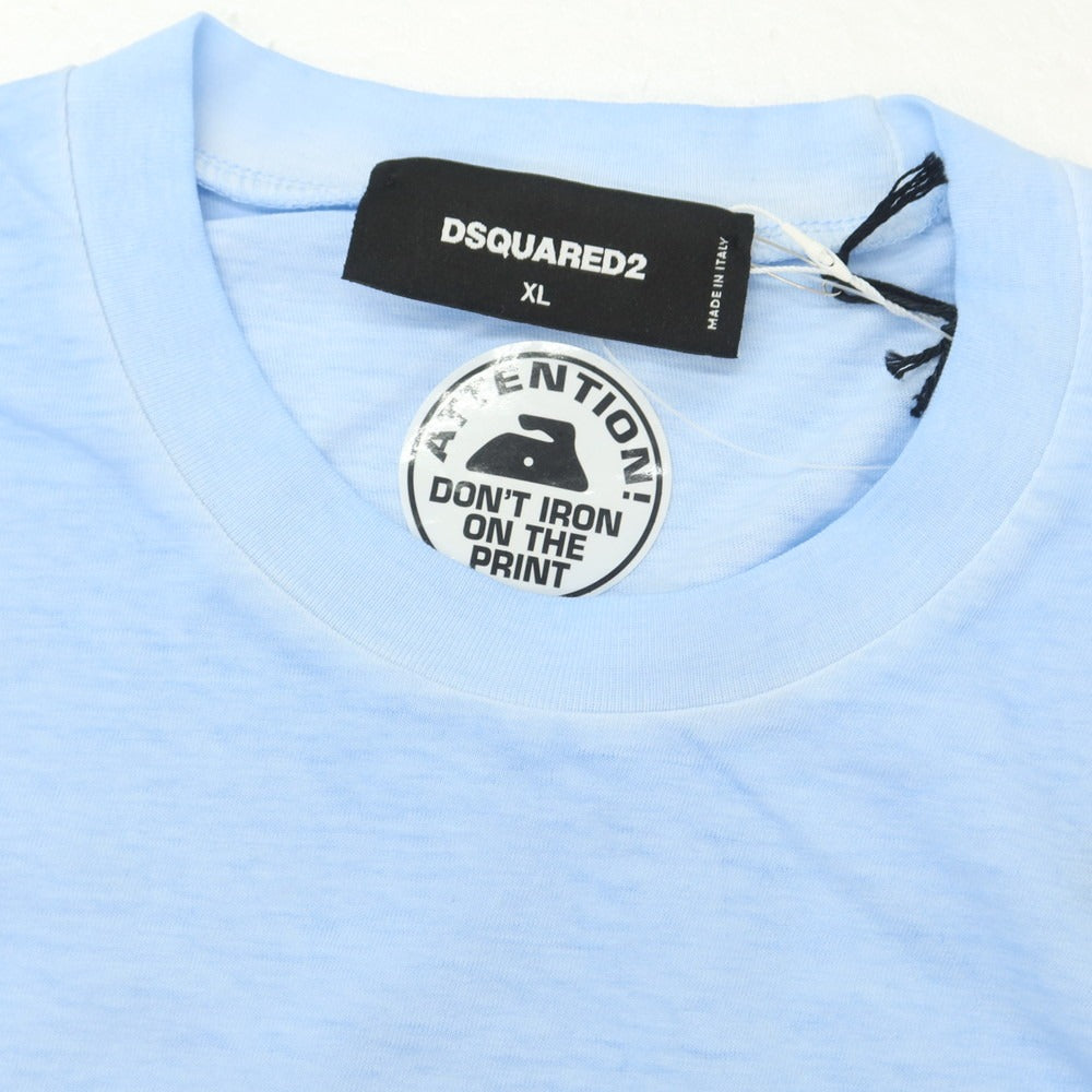 【新品】ディースクエアード DSQUARED2 コットン クルーネック 長袖Tシャツ ライトブルー【 XL 】【 状態ランクN 】【 メンズ 】