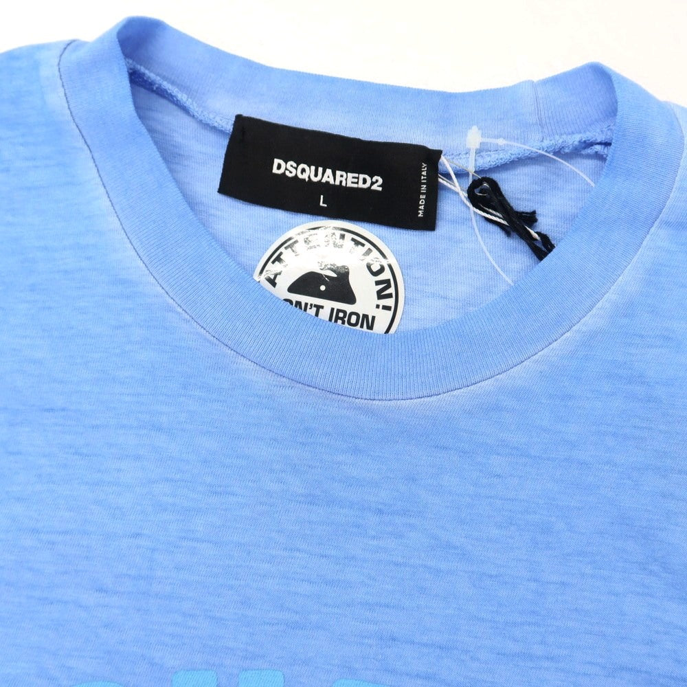 【新品】ディースクエアード DSQUARED2 コットン クルーネック 長袖Tシャツ ブルー【 L 】【 状態ランクN 】【 メンズ 】