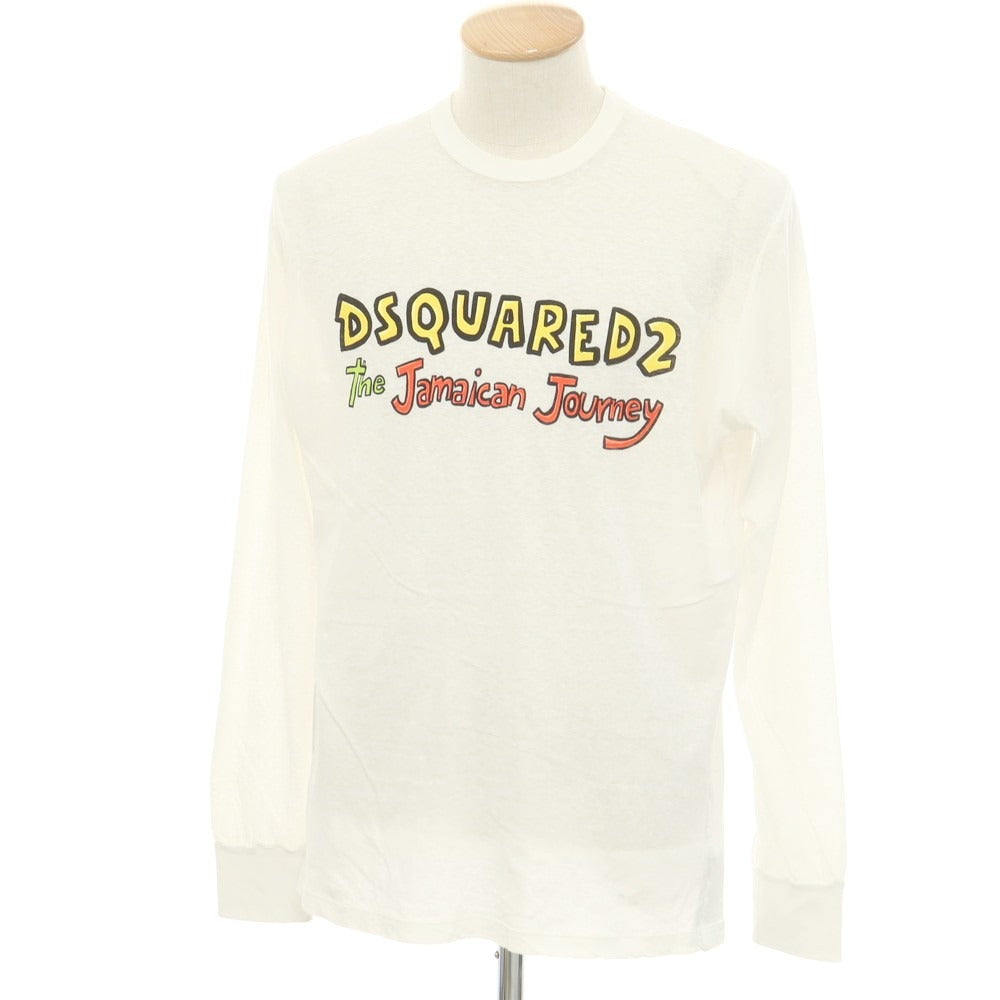 【新品】ディースクエアード DSQUARED2 コットン スラブ クルーネック 長袖Tシャツ ホワイト【 S 】【 状態ランクN 】【 メンズ 】