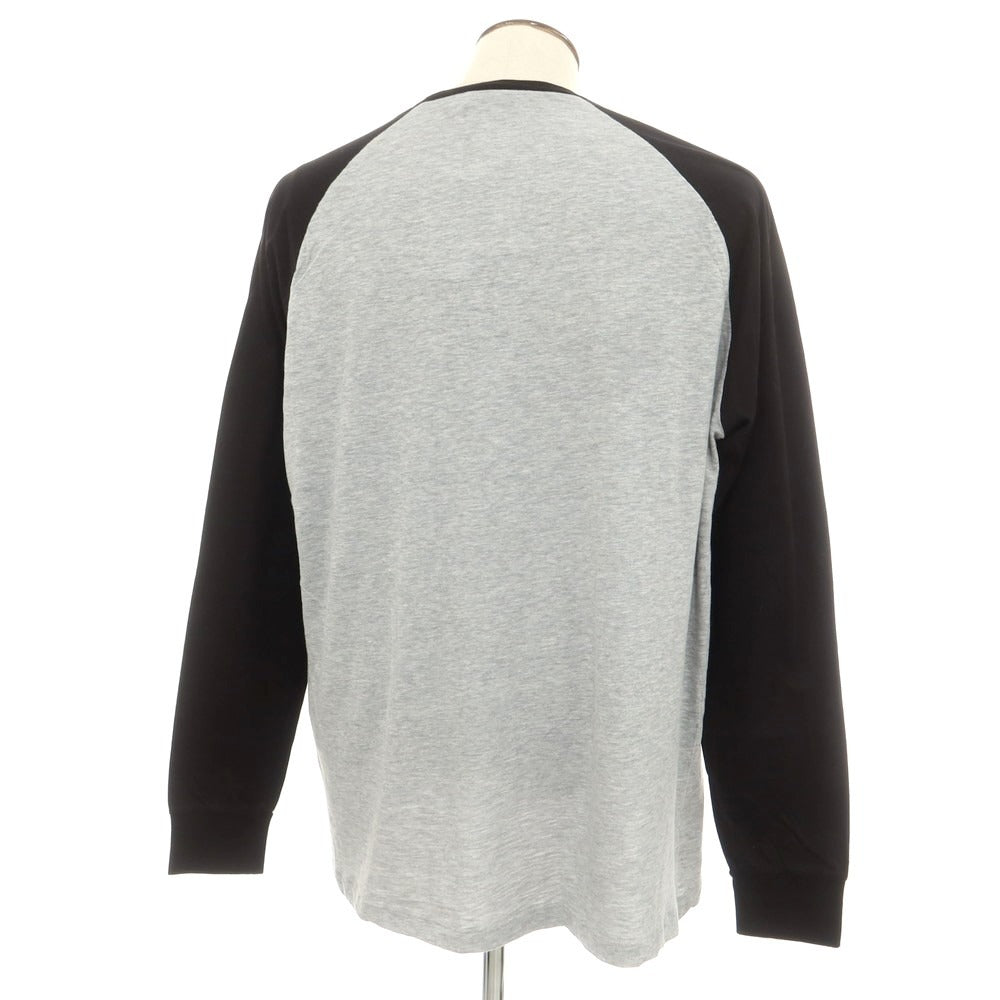 【新品】ディースクエアード DSQUARED2 コットンレーヨン クルーネック 長袖Tシャツ グレーxブラック【 XL 】【 状態ランクN 】【 メンズ 】