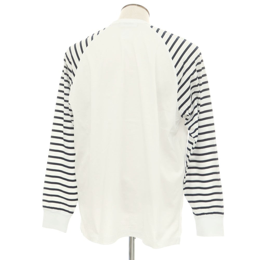 【新品】ディースクエアード DSQUARED2 コットン クルーネック 長袖Tシャツ ホワイトxネイビー【 L 】【 状態ランクN 】【 メンズ 】