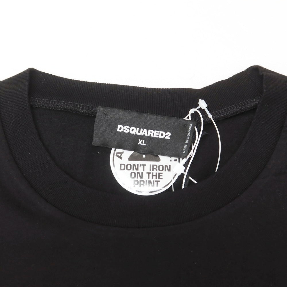 【新品】ディースクエアード DSQUARED2 コットン クルーネック 半袖Tシャツ ブラック【 XL 】【 状態ランクN 】【 メンズ 】