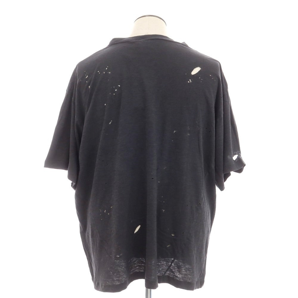 【新品】ディースクエアード DSQUARED2 ダメージ加工 コットンレーヨン クルーネック 半袖Tシャツ ブラック【 XXL 】【 状態ランクN 】【 メンズ 】
