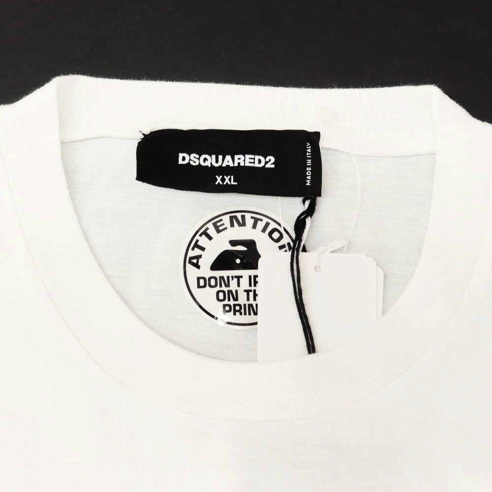【新品アウトレット】ディースクエアード DSQUARED2 コットン クルーネック 半袖Tシャツ ホワイト【 XXL 】【 状態ランクN- 】【 メンズ 】