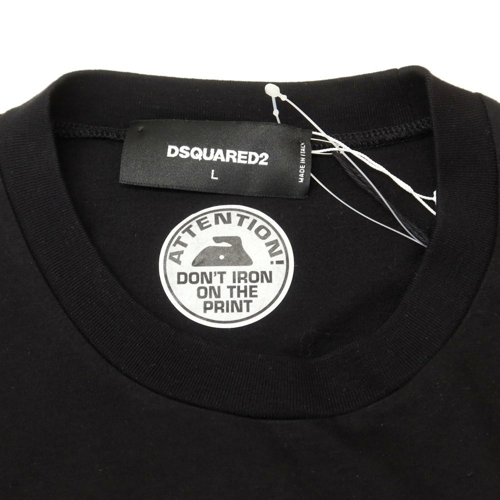【新品】ディースクエアード DSQUARED2 コットン クルーネック 半袖Tシャツ ブラック【 L 】【 状態ランクN 】【 メンズ 】