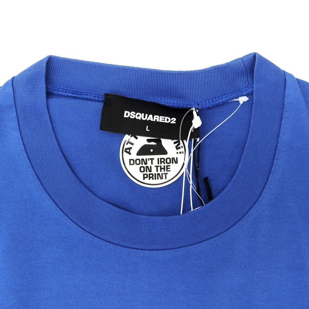 【新品】ディースクエアード DSQUARED2 コットン クルーネック 半袖Tシャツ ブルー【 L 】【 状態ランクN 】【 メンズ 】