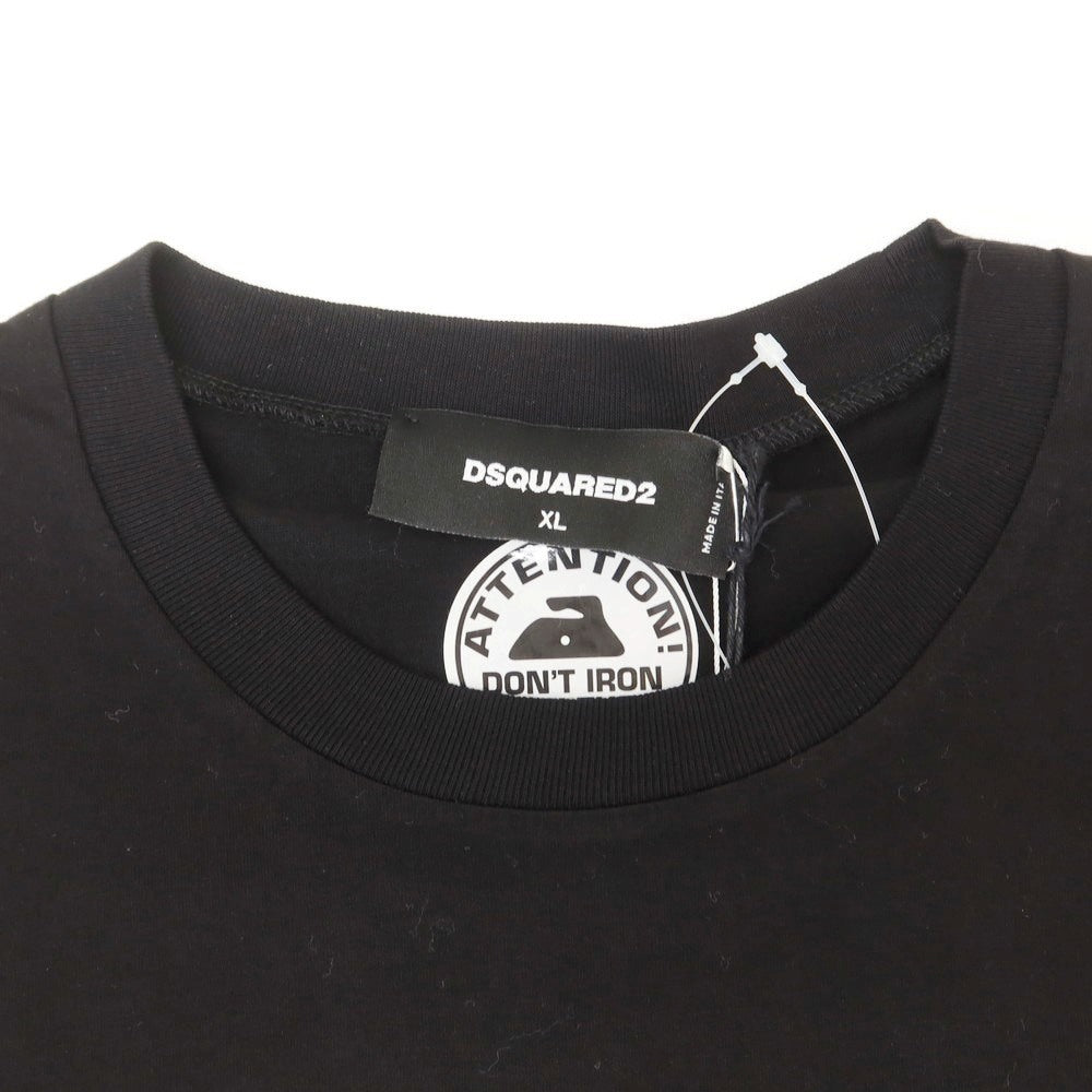 【新品】ディースクエアード DSQUARED2 コットン クルーネック 半袖Tシャツ ブラック【 XL 】【 状態ランクN 】【 メンズ 】