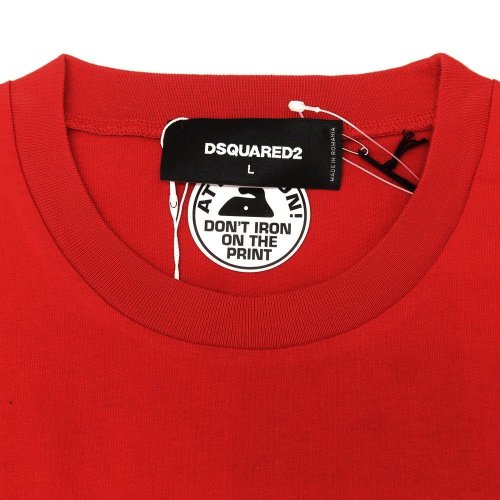 【新品】ディースクエアード DSQUARED2 コットン クルーネック 半袖Tシャツ レッド【 L 】【 状態ランクN 】【 メンズ 】