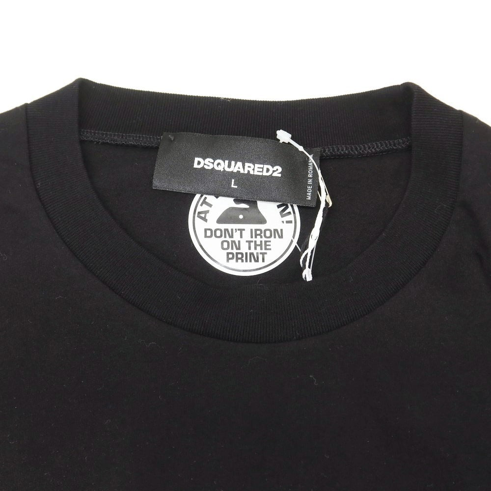 【新品】ディースクエアード DSQUARED2 コットン クルーネック 半袖Tシャツ ブラック【 L 】【 状態ランクN 】【 メンズ 】
