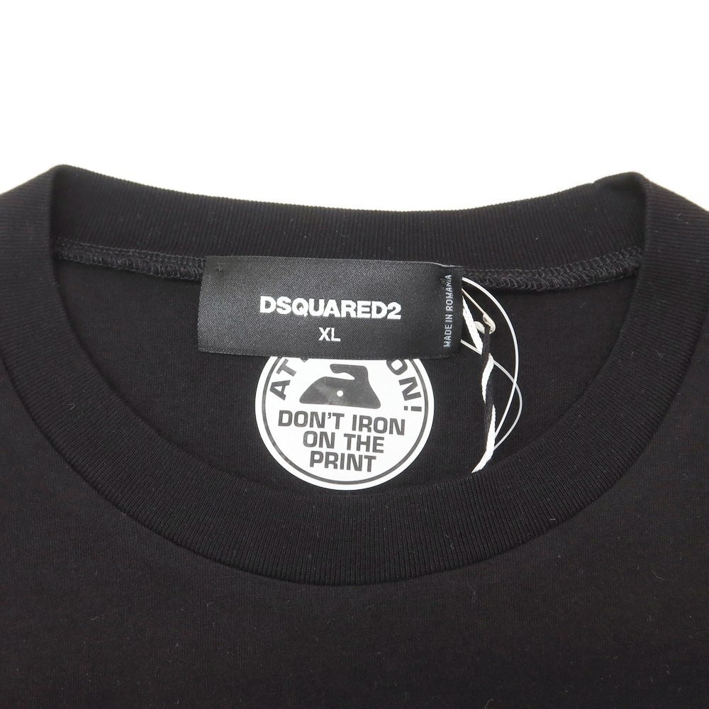 【新品アウトレット】ディースクエアード DSQUARED2 コットン クルーネック 半袖Tシャツ ブラック【 XL 】【 状態ランクN- 】【 メンズ 】