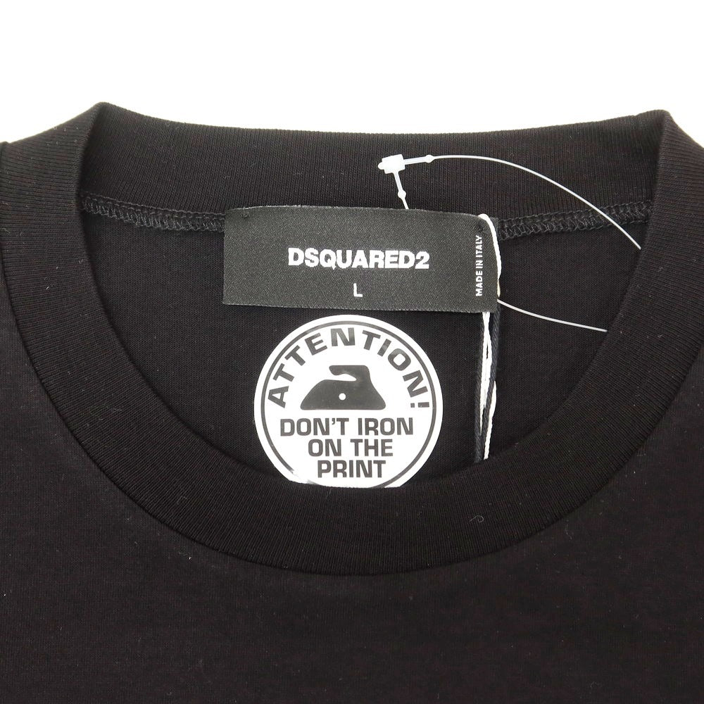 【新品】ディースクエアード DSQUARED2 コットン クルーネック 半袖Tシャツ ブラック【 L 】【 状態ランクN 】【 メンズ 】