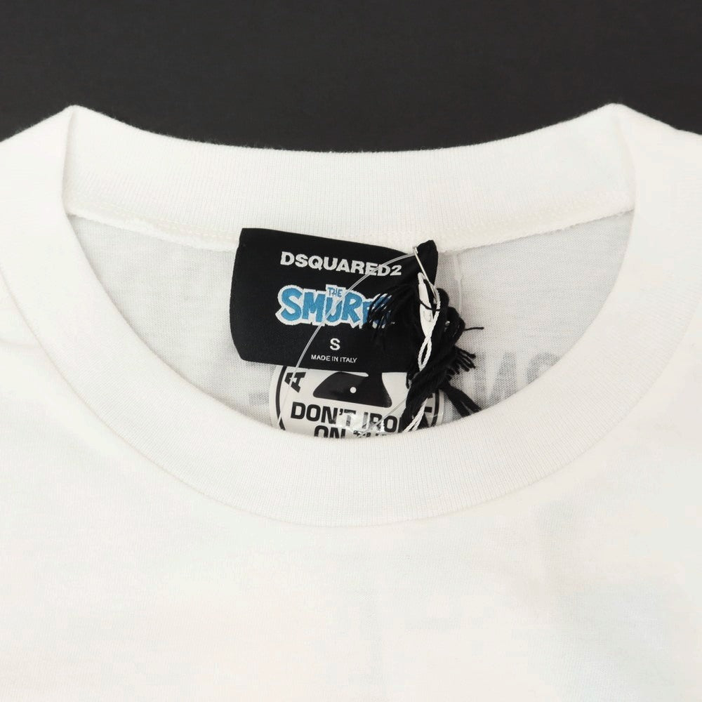 【新品】ディースクエアード DSQUARED2 × THE SMURFS コットン クルーネック 半袖Tシャツ ホワイト【 S 】【 状態ランクN 】【 メンズ 】