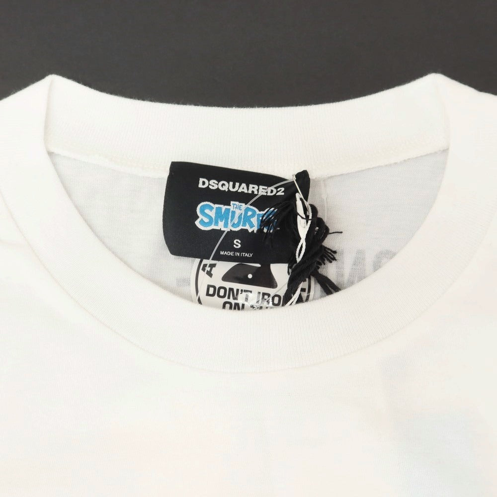 【新品】ディースクエアード DSQUARED2 × THE SMURFS コットン クルーネック 半袖Tシャツ ホワイト【 S 】【 状態ランクN 】【 メンズ 】
