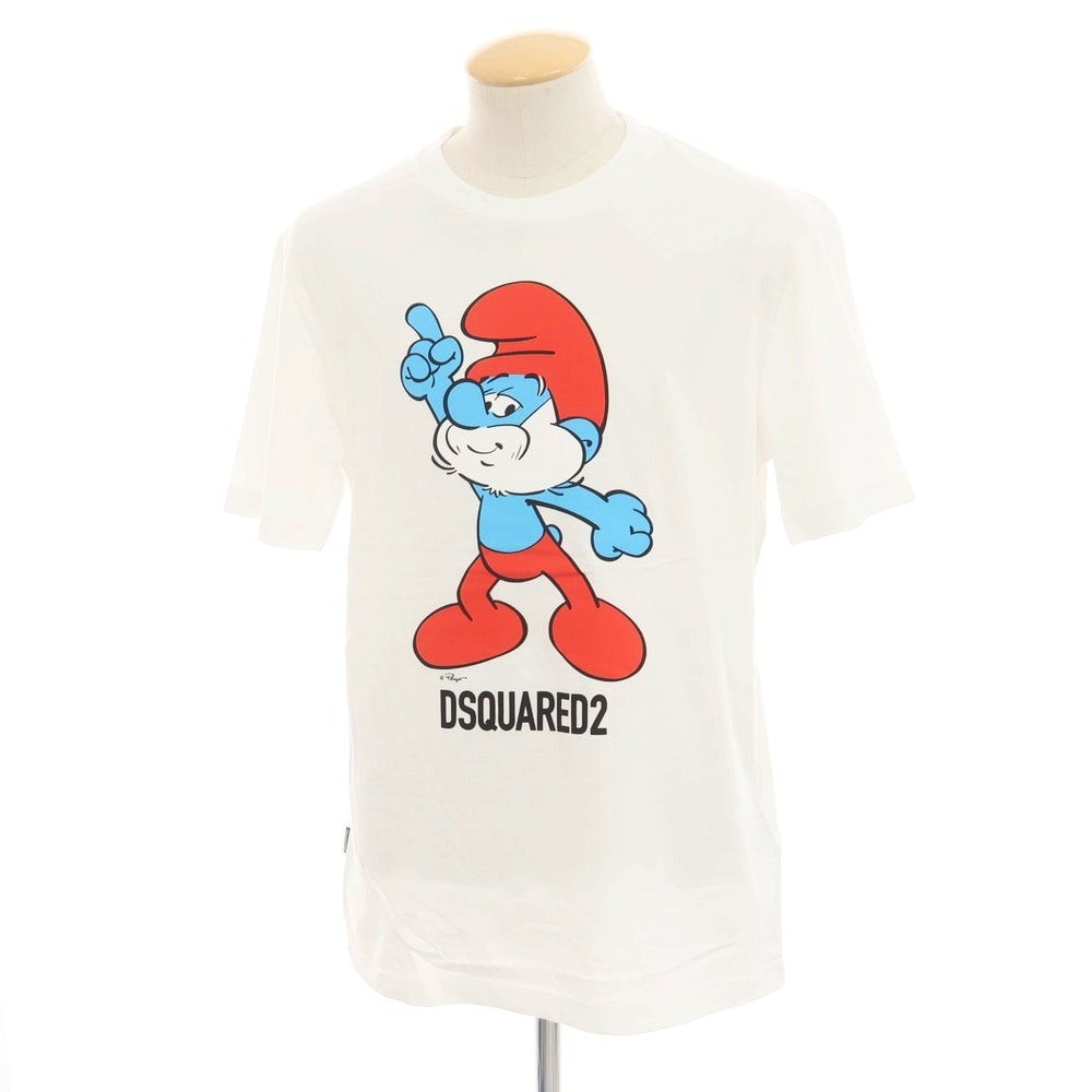 【新品アウトレット】ディースクエアード DSQUARED2 × THE SMURFS コットン クルーネック 半袖Tシャツ ホワイト【 S 】【 状態ランクN- 】【 メンズ 】