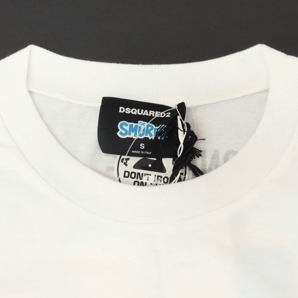 【新品アウトレット】ディースクエアード DSQUARED2 × THE SMURFS コットン クルーネック 半袖Tシャツ ホワイト【 S 】【 状態ランクN- 】【 メンズ 】