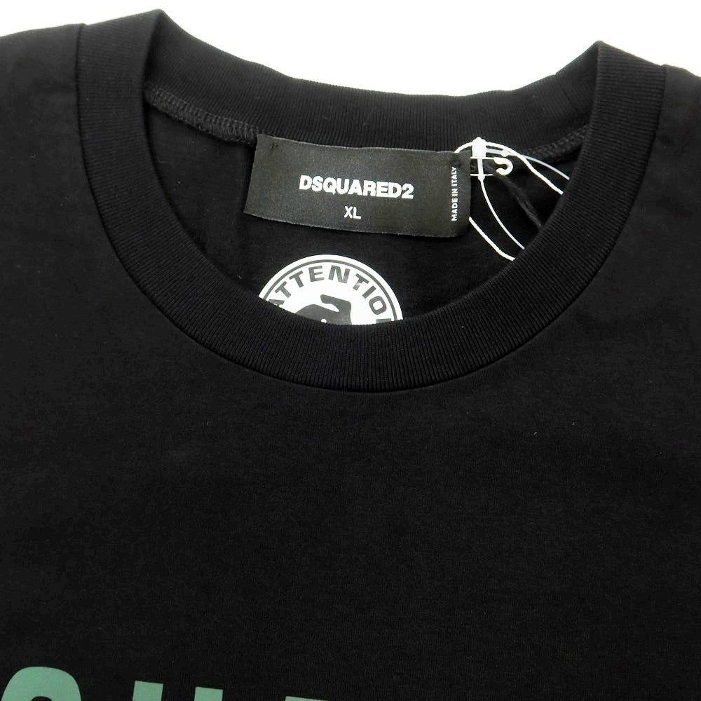 【新品】ディースクエアード DSQUARED2 コットン クルーネック 半袖Tシャツ ブラック【 XL 】【 状態ランクN 】【 メンズ 】