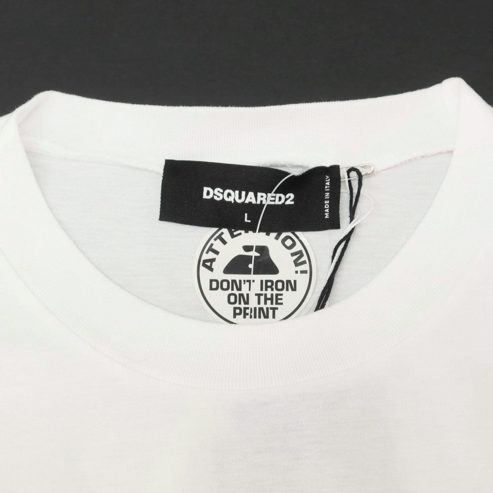 【新品】ディースクエアード DSQUARED2 コットン クルーネック 半袖Tシャツ ホワイト【 L 】【 状態ランクN 】【 メンズ 】