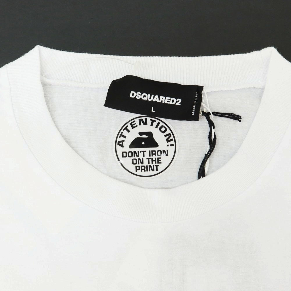 【新品】ディースクエアード DSQUARED2 コットン クルーネック 半袖Tシャツ ホワイト【 L 】【 状態ランクN 】【 メンズ 】
