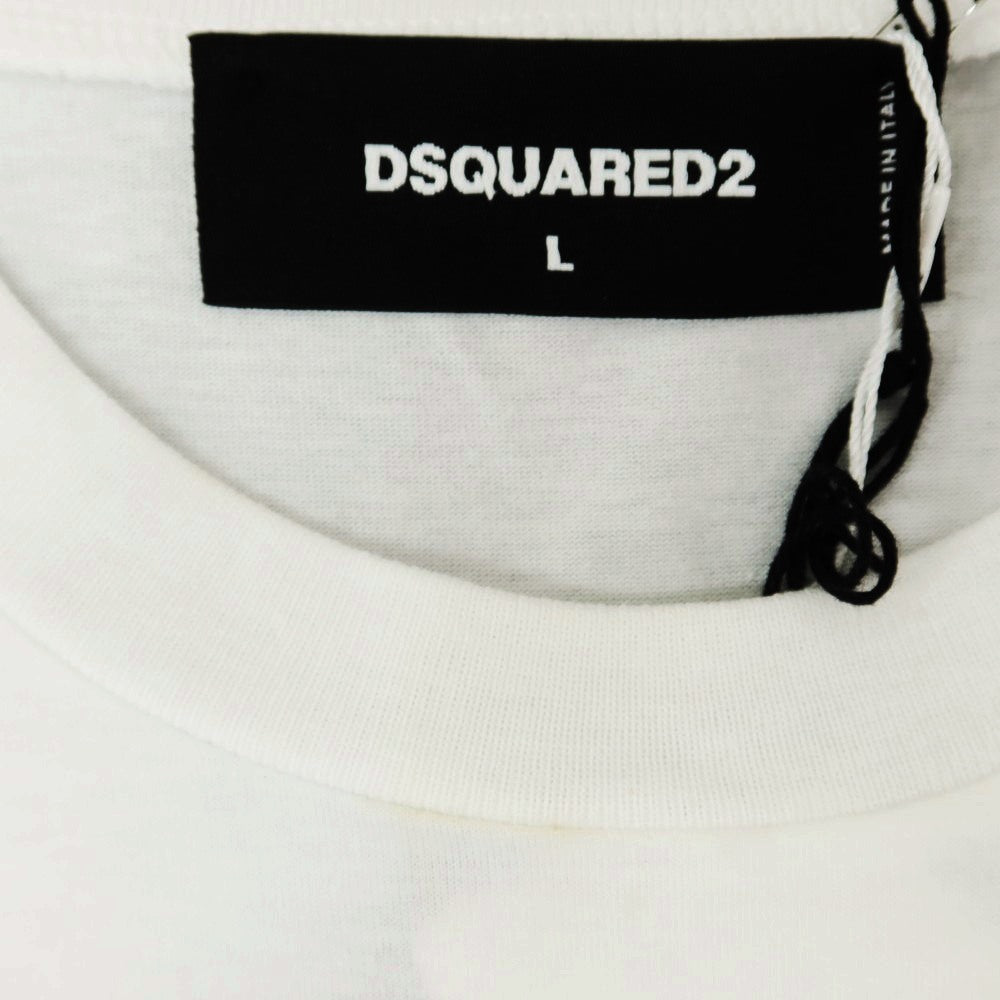 【新品アウトレット】ディースクエアード DSQUARED2 コットン クルーネック 半袖Tシャツ ホワイト【 L 】【 状態ランクN- 】【 メンズ 】