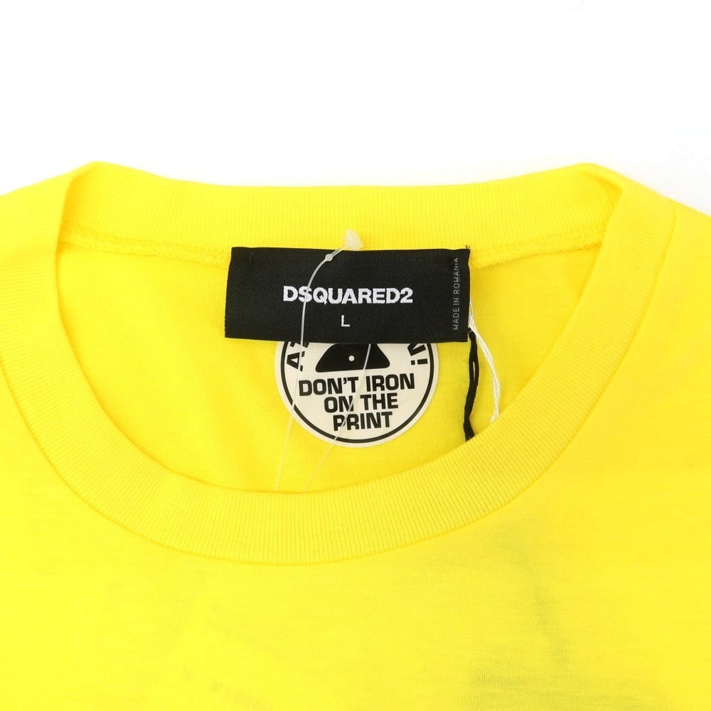 【新品】ディースクエアード DSQUARED2 コットン クルーネック 半袖Tシャツ イエロー【 L 】【 状態ランクN 】【 メンズ 】