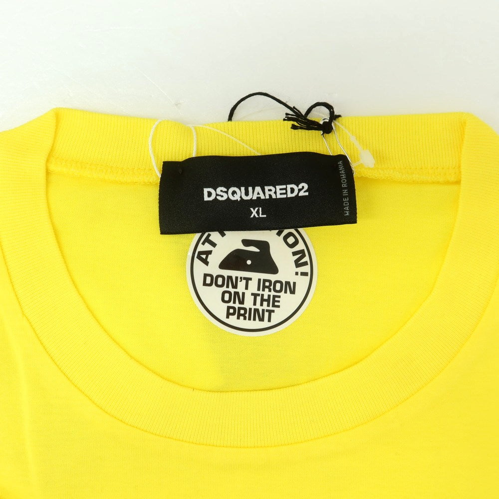 【新品】ディースクエアード DSQUARED2 コットン クルーネック 半袖Tシャツ イエロー【 XL 】【 状態ランクN 】【 メンズ 】