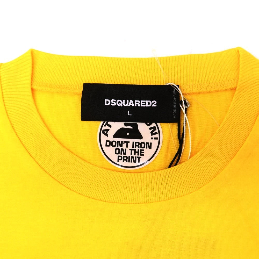 【新品】ディースクエアード DSQUARED2 コットン クルーネック 半袖Tシャツ イエロー【 L 】【 状態ランクN 】【 メンズ 】
