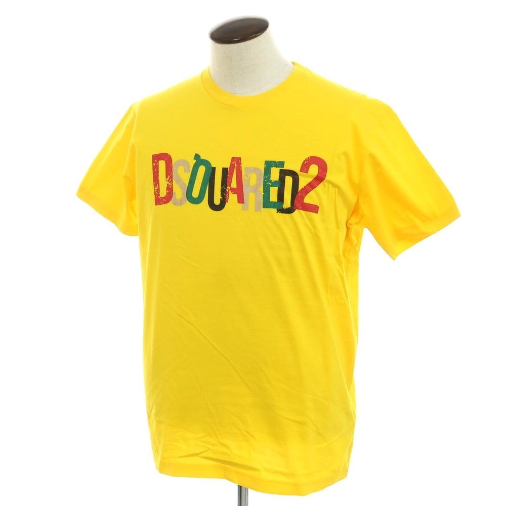 【新品】ディースクエアード DSQUARED2 コットン クルーネック 半袖Tシャツ イエロー【 XL 】【 状態ランクN 】【 メンズ 】