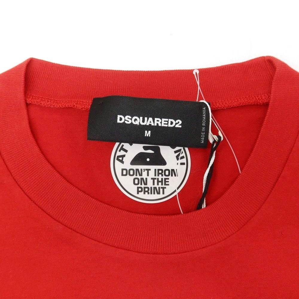 【新品】ディースクエアード DSQUARED2 コットン クルーネック 半袖Tシャツ レッド【 M 】【 状態ランクN 】【 メンズ 】