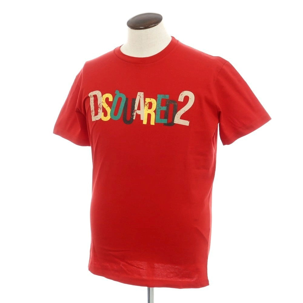 【新品】ディースクエアード DSQUARED2 コットン クルーネック 半袖Tシャツ レッド【 L 】【 状態ランクN 】【 メンズ 】