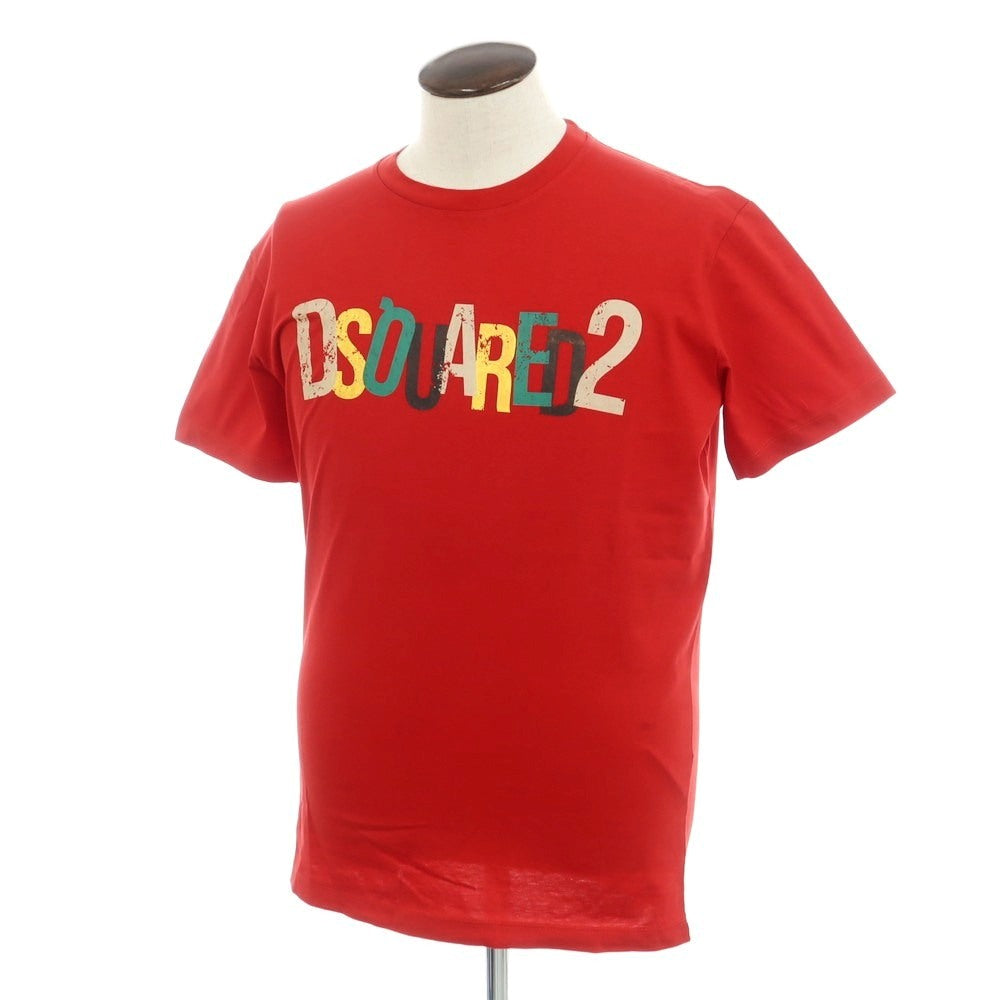 【新品】ディースクエアード DSQUARED2 コットン クルーネック 半袖Tシャツ レッド【 L 】【 状態ランクN 】【 メンズ 】