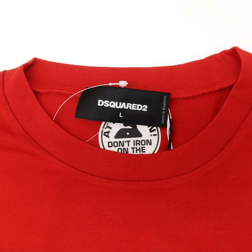 【新品】ディースクエアード DSQUARED2 コットン クルーネック 半袖Tシャツ レッド【 L 】【 状態ランクN 】【 メンズ 】