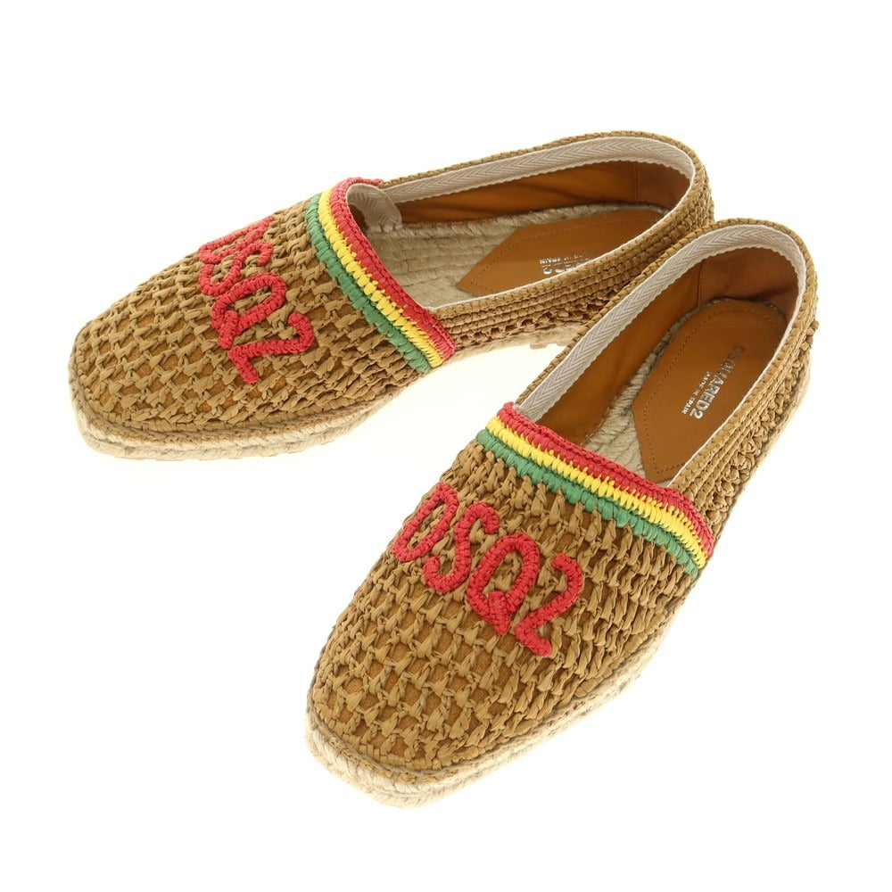 【新品】ディースクエアード DSQUARED2 ラフィア エスパドリーユ シューズ ブラウンベージュ【 42 】【 状態ランクN 】【 メンズ 】