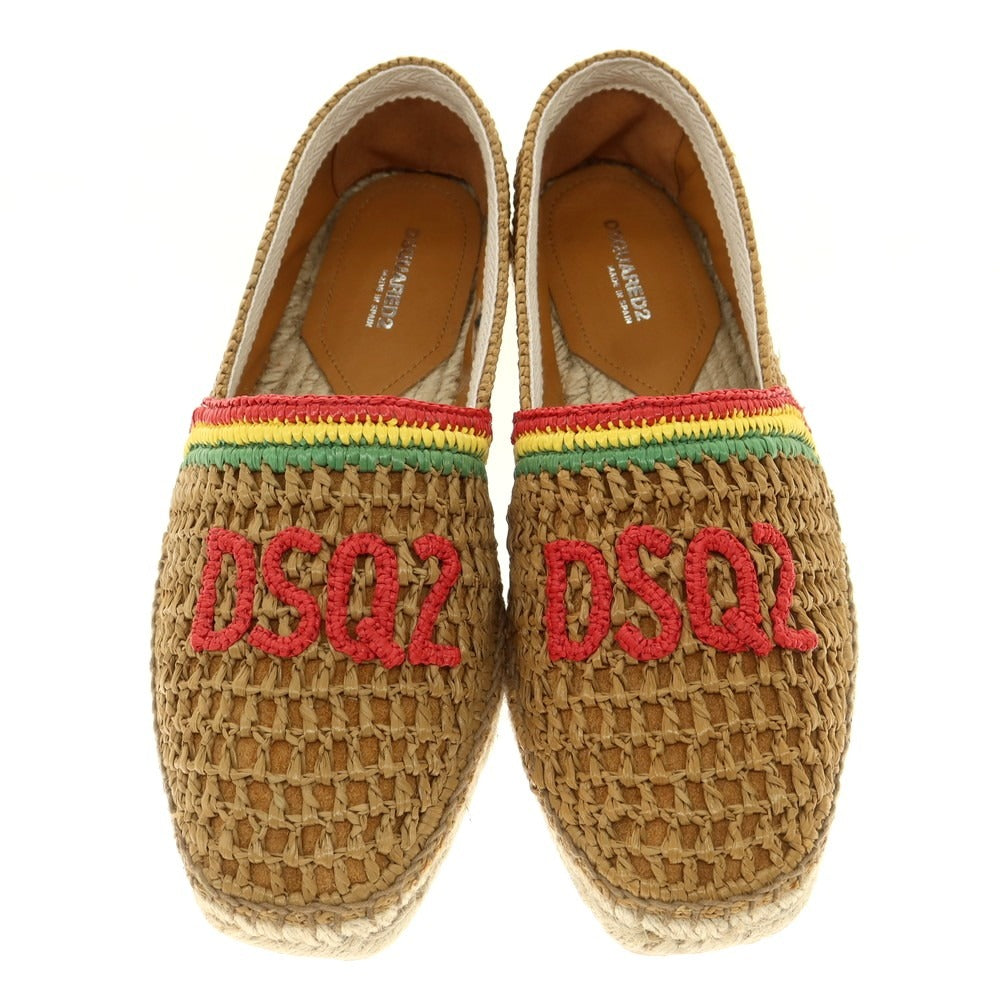 【新品】ディースクエアード DSQUARED2 ラフィア エスパドリーユ シューズ ブラウンベージュ【 42 】【 状態ランクN 】【 メンズ 】
