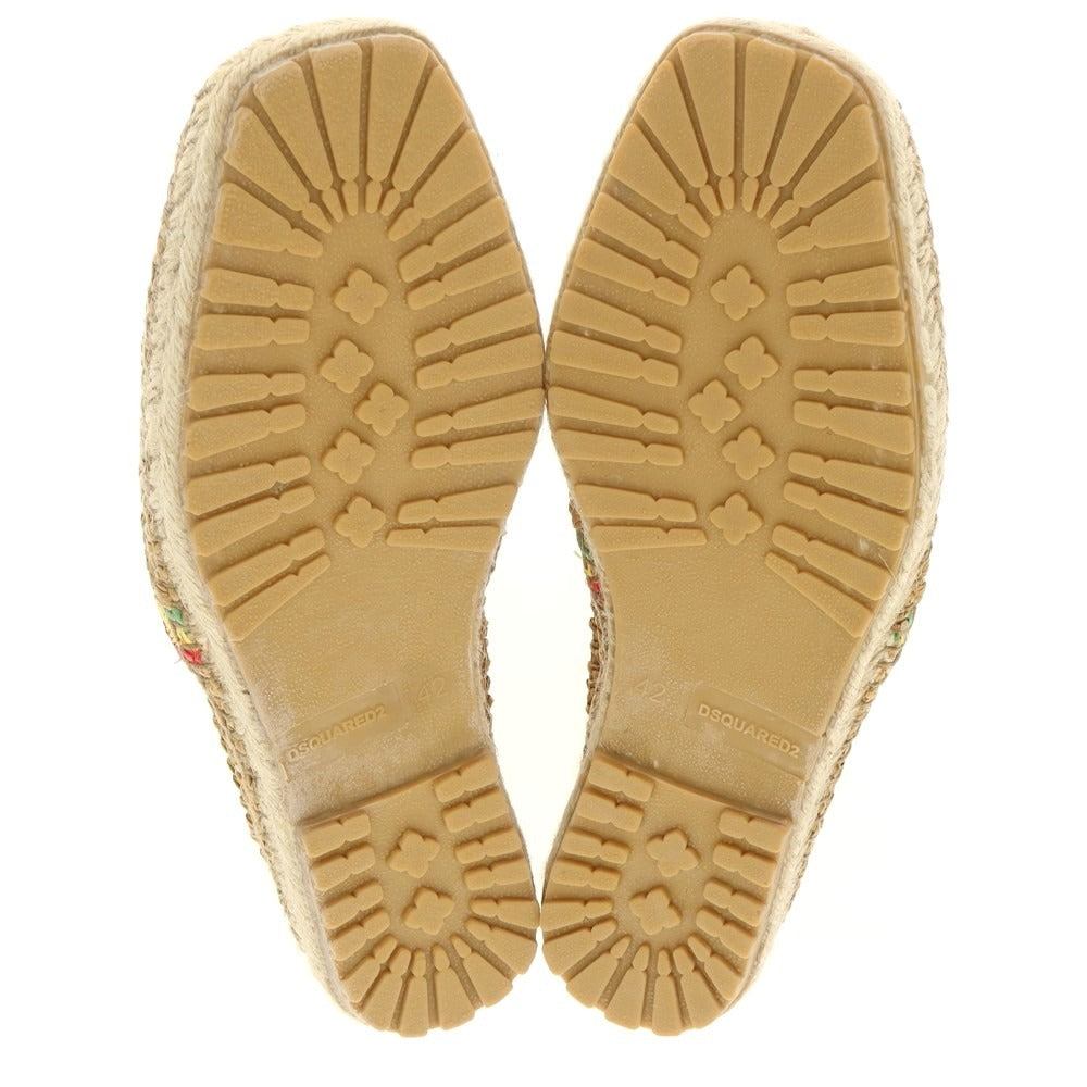 【新品】ディースクエアード DSQUARED2 ラフィア エスパドリーユ シューズ ブラウンベージュ【 42 】【 状態ランクN 】【 メンズ 】