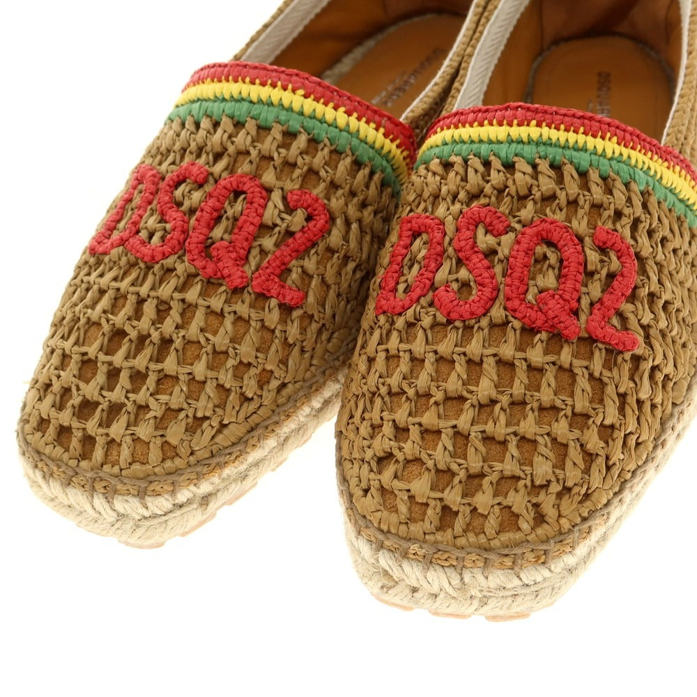 【新品】ディースクエアード DSQUARED2 ラフィア エスパドリーユ シューズ ブラウンベージュ【 42 】【 状態ランクN 】【 メンズ 】