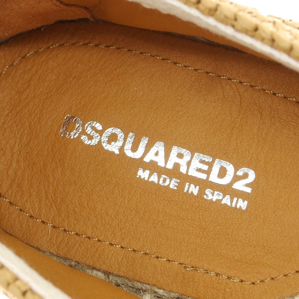 【新品】ディースクエアード DSQUARED2 ラフィア エスパドリーユ シューズ ブラウンベージュ【 42 】【 状態ランクN 】【 メンズ 】