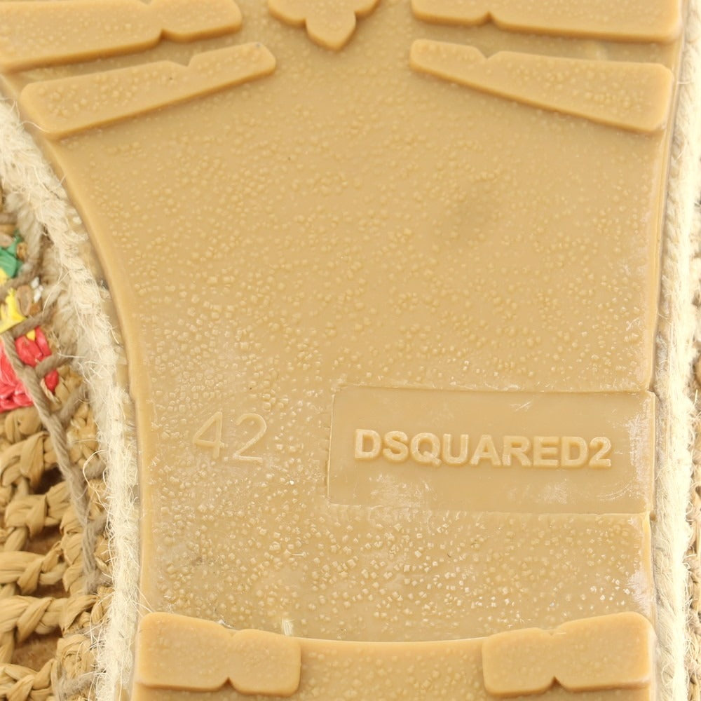 【新品】ディースクエアード DSQUARED2 ラフィア エスパドリーユ シューズ ブラウンベージュ【 42 】【 状態ランクN 】【 メンズ 】