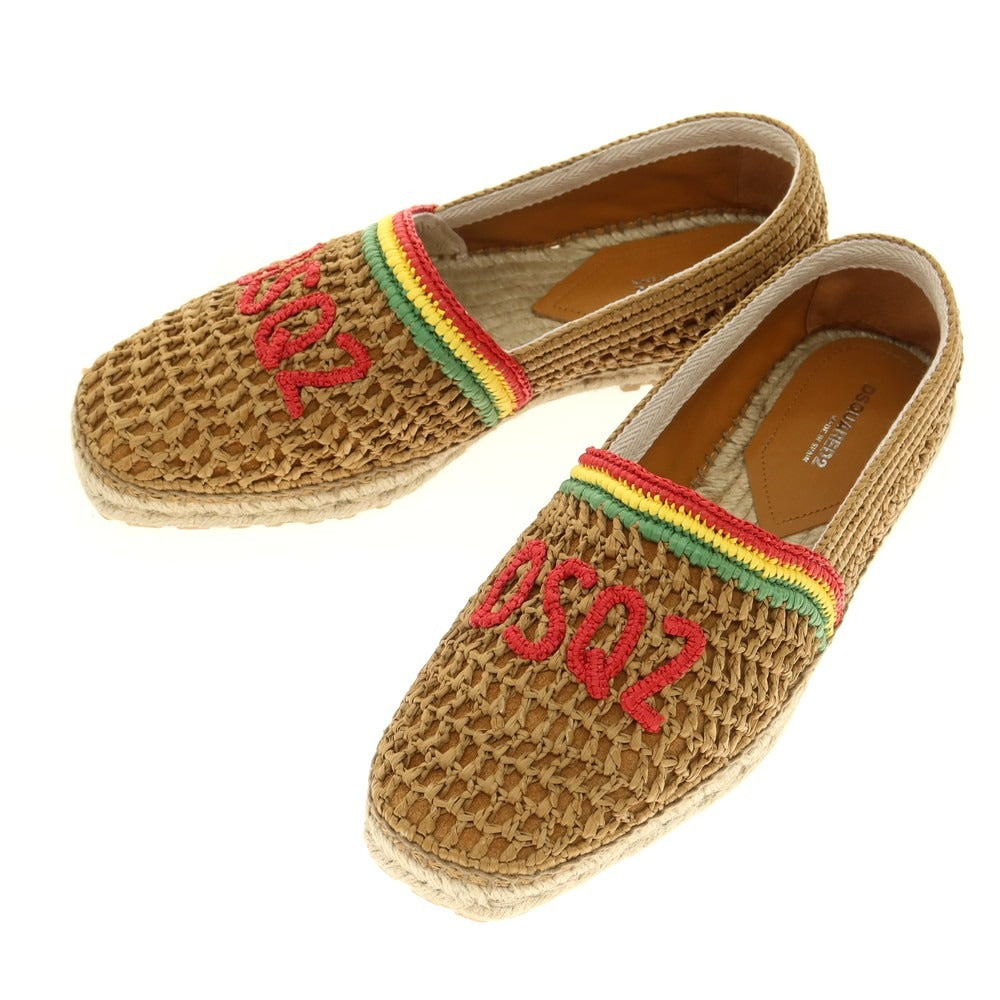 【新品】ディースクエアード DSQUARED2 ラフィア エスパドリーユ シューズ ブラウンベージュ【 43 】【 状態ランクN 】【 メンズ 】