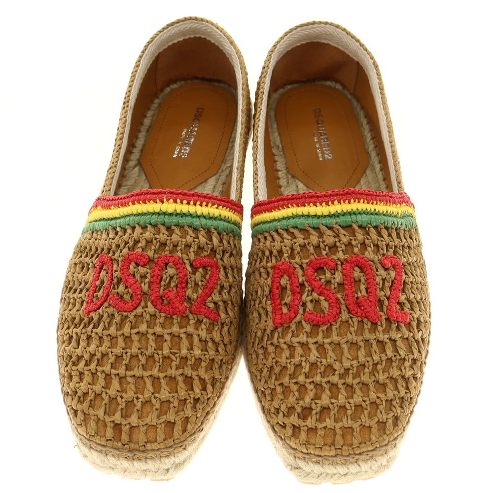 【新品】ディースクエアード DSQUARED2 ラフィア エスパドリーユ シューズ ブラウンベージュ【 43 】【 状態ランクN 】【 メンズ 】